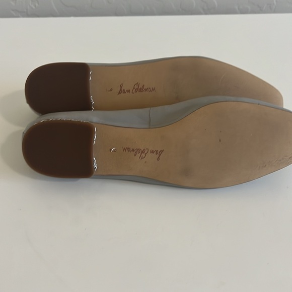 Sam Edelman Meadow Slip On Gray Leather Ballet Flats with Silver Chain Detail 9 - Picture 8 of 9